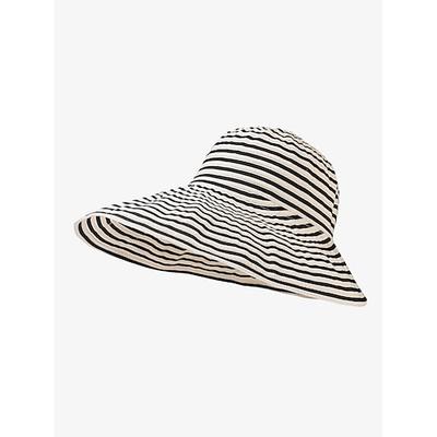 Faltbarer Sonnenhut für Damen mit breiter Krempe – schwarz-weiß gestreifter Strandhut, verstaubarer Sommerhut mit UV-Schutz für Reisen, Urlaub und Outdoor-Aktivitäten