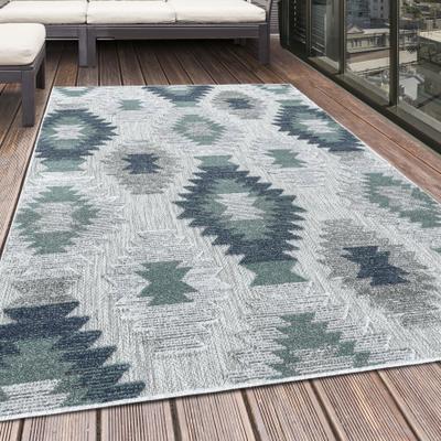 Outdoorteppich AYYILDIZ TEPPICHE "BAHAMA 5153", blau, B:140cm H:8mm L:200cm, Polypropylen, Teppiche, Outdoorteppich, Läufer, Flachflor mit Hoch-Tief-Struktur, In-und Outdoor geeignet