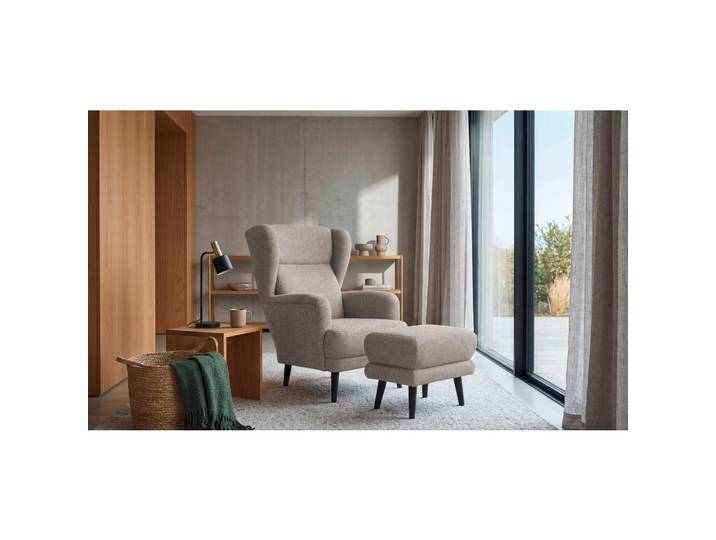 Mid.you Hocker Mina, Taupe, Holz, Buche, massiv, rechteckig, 63x43x42 cm, Wohnzimmer, Hocker, Sitzhocker
