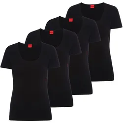 HUGO Damen T-Shirt, 4er Pack - T-Shirt RN, Unterziehshirt, Rundhals, Baumwolle, einfarbig Schwarz / L