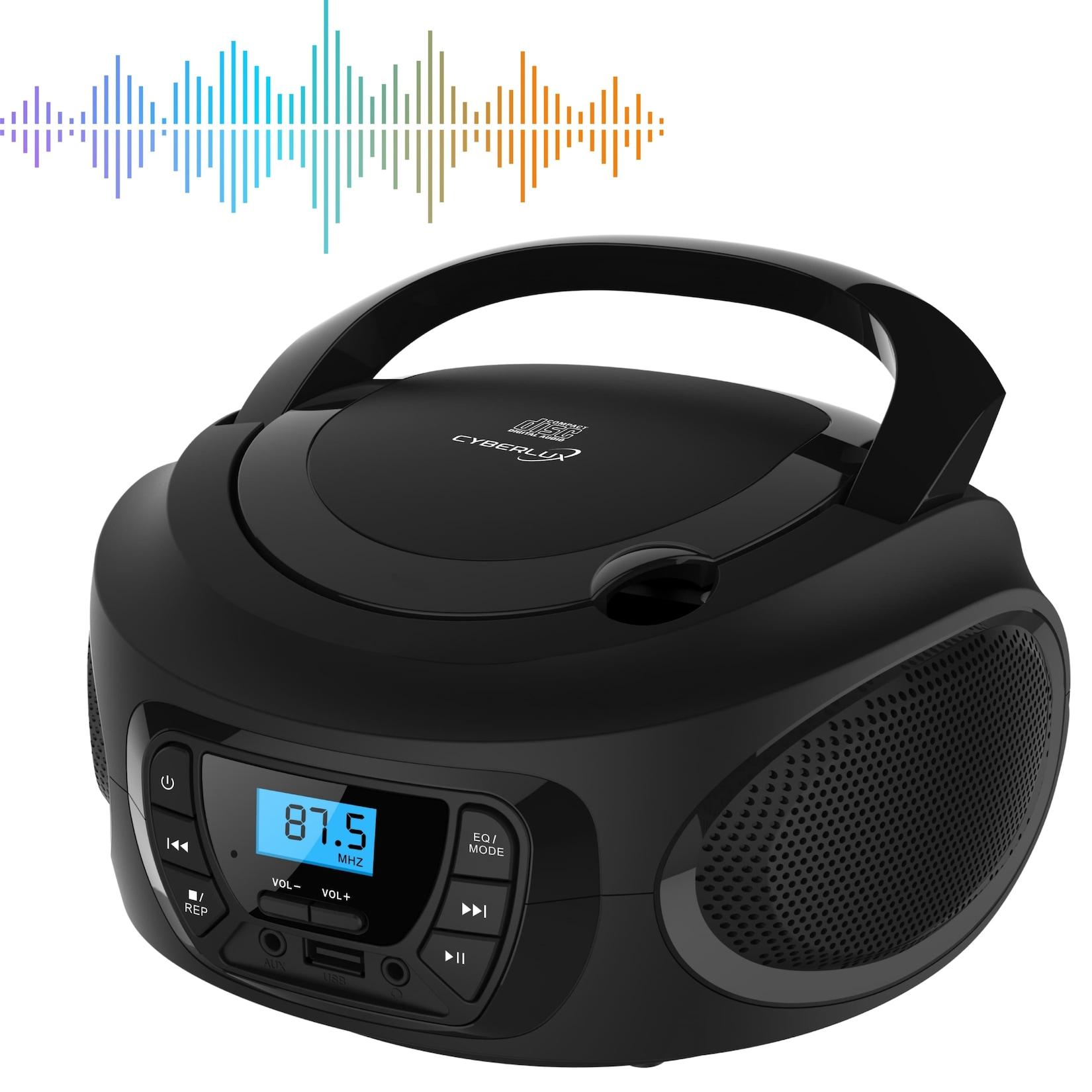Cyberlux Tragbarer CD-Player Kinder Radio CD/MP3 USB Boombox schwarz