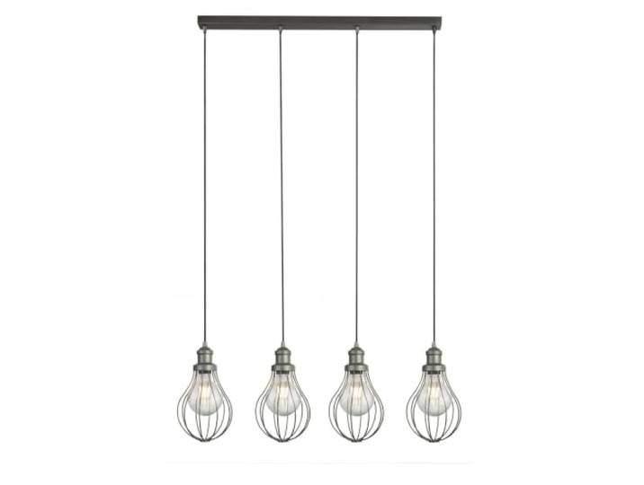 4-fl.Hängeleuchte LED Deckenlampe Design Metall Zinnfarbe H120cm