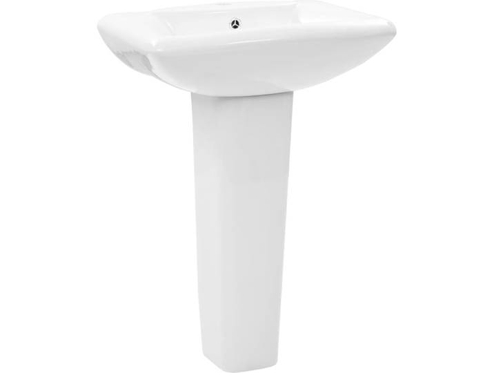 vidaXL Freistehendes Waschbecken mit Säule Keramik Weiß 580x470x200 mm