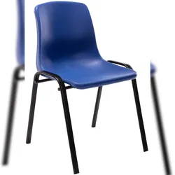 Décoshop26 -Stapelbarer Besucherstuhl für Wartezimmer blauer Kunststoff und Metall 10_0003731