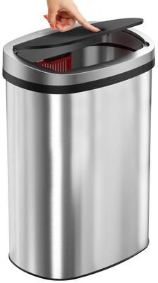 iTouchless 13 Gallon Stainless Steel Press Lid Kitchen Trash Can with AbsorbX