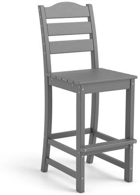 Costway 30 Inches Counter Height HDPE Bar Stool with Backrest and Footrest-Gray