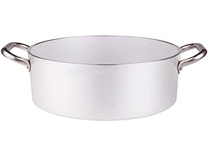 Baldassare Agnelli Linea Alluminio Professionale 5 mm Zylindrischer Kochtopf mit hohem Radiant, Aluminium, Silber/schwarz, 37 Litri