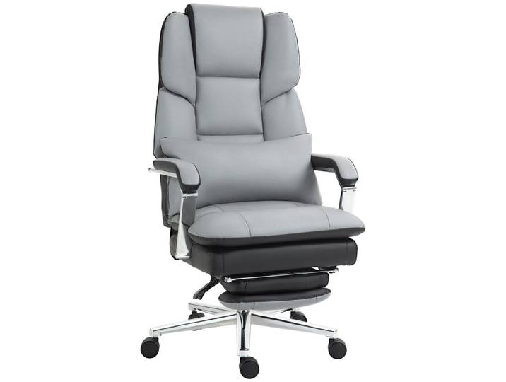 Homcom Bürostuhl, Ergonomischer, Grau, Leder, 71x129x63 cm, Büromöbel, Bürostühle, Chefsessel