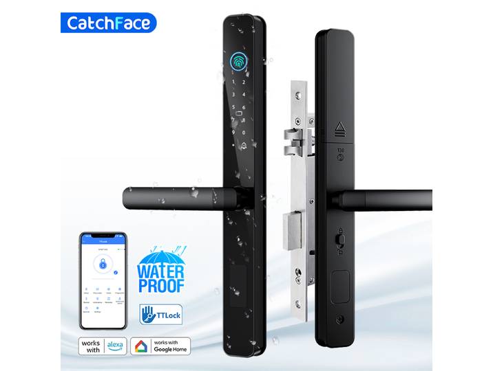 Serrure de porte extérieure étanche, empreinte digitale, application TTLock, code RFID, serrure intelligente sans clé, serrure de porte électronique pour aluminium