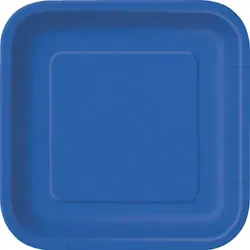 14 eckige Teller blau