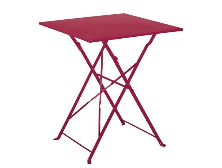 Table carrée de jardin pliante en acier Rouge 60x60 cm