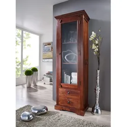 Vitrine Akazie 65x44x191 nougat lackiert OXFORD #432