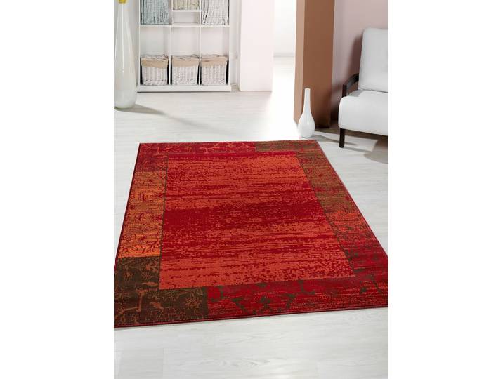 Brücken und Teppiche mit zeitlos schön verzierter Bordüre, Rot, Größe 249 (Teppich, 160x230 cm)