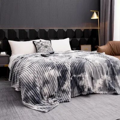 Shop Station Tie Dye Flannel Fleece Blanket Soft Warm Throw Blanket For Bed, Couch & Sofa gray 27.56 39.37 In