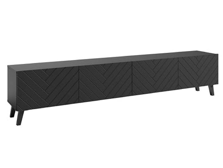 Muebles Slavic Phuket TV-Schrank, 190 cm, Moderner TV-Schrank mit Beinen, Fischgräten-Schwarz