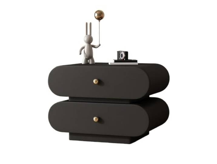 xiuling4568 Schwarzer Nachttisch mit 2 Schubladen, Kleiner Nachttisch, Sofaseite aus Holz for Schlafzimmer, Arbeitszimmer und Räume(Large)