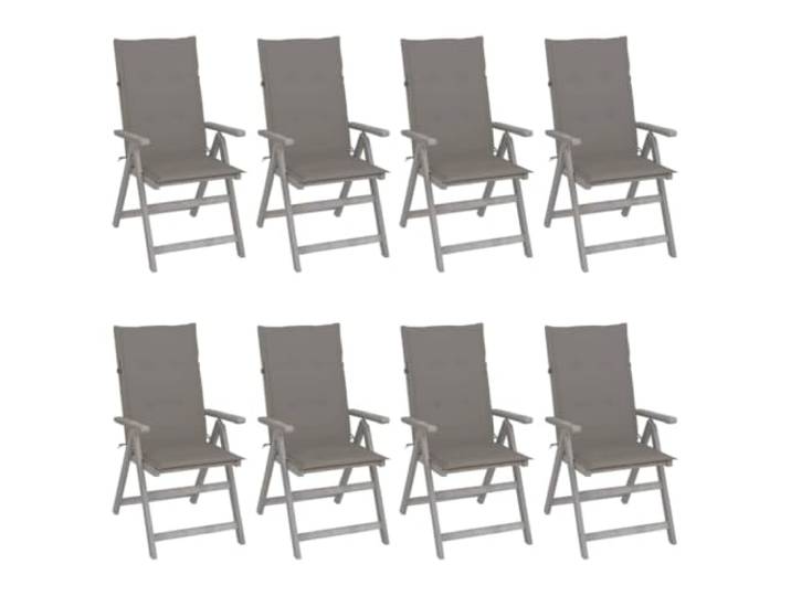 LKJephalotrop 8er Set Gartenstühle Verstellbar mit Auflagen Grau Akazie Hochlehner Klappstühle aus Akazien-Massivholz mit weichen Kissen für Terrassenbereich, Balkon und Essplatz im Freien.
