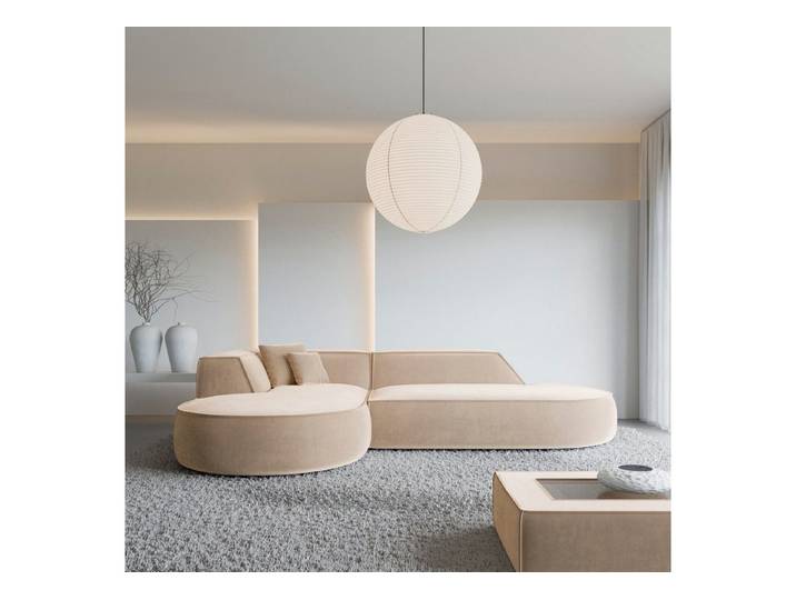 Sofa Dreams Ecksofa Monterola L Form Lounge Designer Sofa, mit Samtstoff Bezug in Beige, Ausrichtung Ecke links