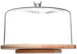 Majestic Gifts Inc. Glass Dome w/ Wooden Rotating Cake Plate