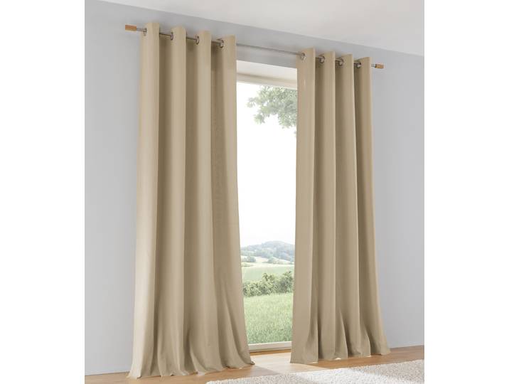 Vorhang KUTTI Vorhang Duck , beige (natur), B:140cm H:225cm, Baumwolle, Gardinen, Vorhang, natürlicher Look, einfarbig, reine Baumwolle, blickdicht