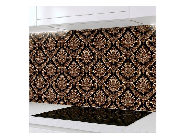 Rodnik Küchenrückwand Schwarz Gold Barock, (60x300 cm, mit goldenen Ornamenten), monolithische ABS-Platte mit Direktdruck, formstabil und langlebig