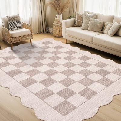 Garvee Modern Checkered Scallop Area Rug