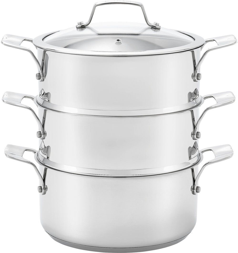 Stellar, 18/10 Stainless Steel 3 Tier Steamer Set Stainless Steel 30cm H x 22cm W x 22cm D