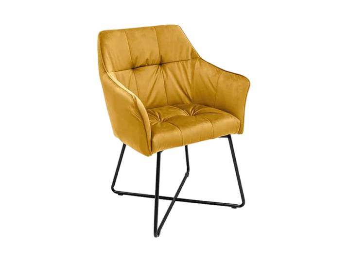 Samtiger Armlehnstuhl „Lofty“ Samt Senfgelb Invicta Interiors