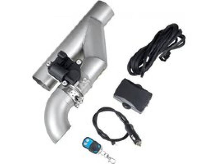 VEVOR elektrische Auspuffklappe, 2,5-Zoll-Universal-Auspuffklappen-Set aus Edelstahl mit Fernbedienung & Y-Rohr & Fernbedienung & Box, passend für Lkws Limousinen Sportwagen SUVs
