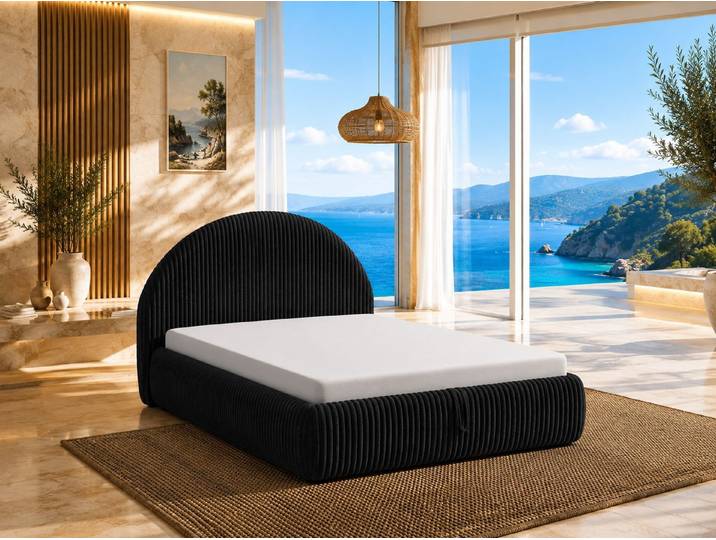Best for Home Boxspringbett TEDI Polsterbett mit Bettkasten, Cord-Kopfteil & Bonell-Federkern (Set, 1-St., Polsterbett mit Bettkasten), Gerundetes Cord-Kopfteil, integrierter Bettkasten mit Gasdruckfedern