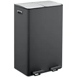 Relaxdays Mülleimer Küche 2x 30 Liter Schwarz,Silber