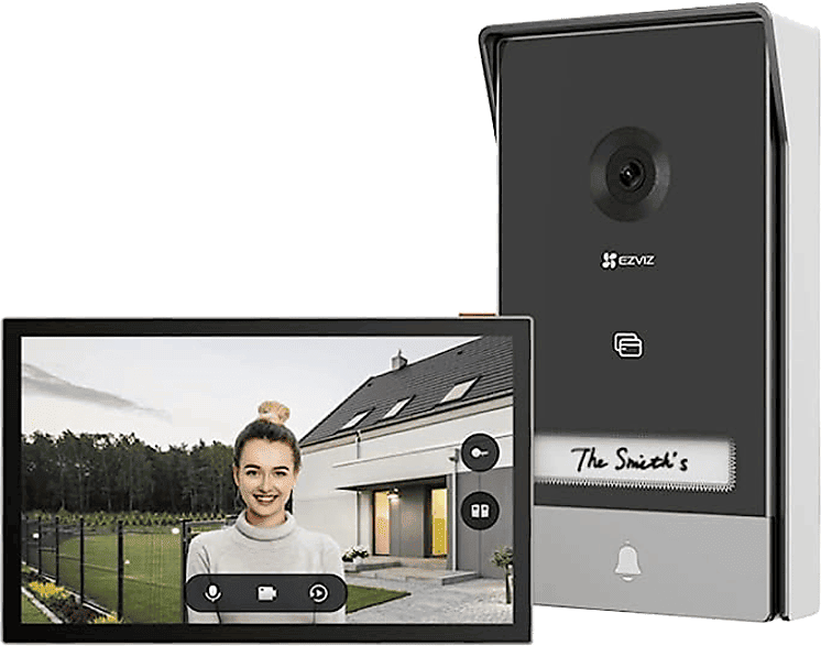 Pack videoportero - Ezviz HP7, Vídeo 2K, 2 hilos, Ángulo de visión 162°, WiFi, Pantalla táctil, Gris
