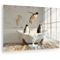 ACRYLGLASBILD Vintage - Pinguin - Badewanne - Schaumstoff Wandbild Schlafzimmer 120x80 cm