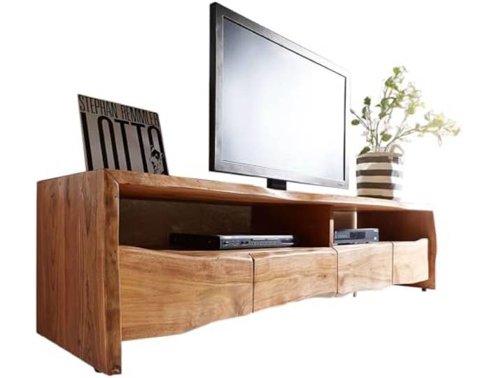 Fernsehtisch Live-Edge Akazie Natur 190 cm 4 Schubkästen Baumkante Lowboard