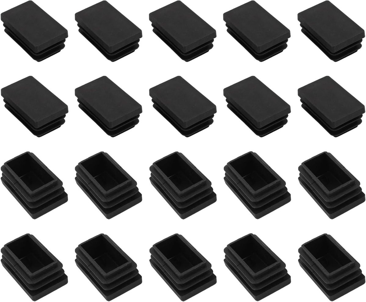 24 stuks Rectangulaire Eindkappen 50 x 30 mm - Zwarte Plastic Beschermkappen voor Meubels