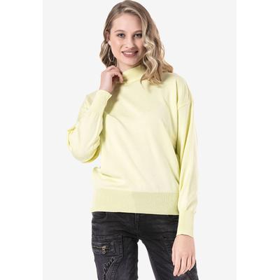 Rollkragenpullover CIPO & BAXX "WP230", Damen, Gr. L, gelb, Casual, regular fit, Pullover Rollkragenpullover, Mit Rollkragen