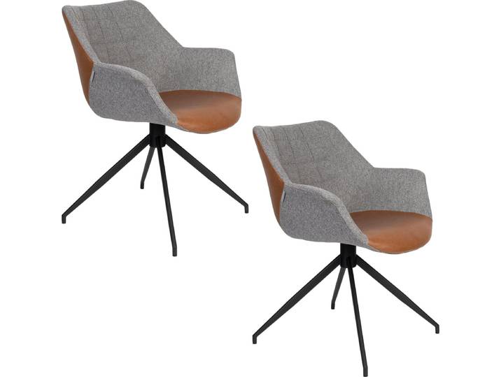 Zuiver Doulton Swivel Eetkamerstoelen Armleuning Vintage Bruin - Set van 2