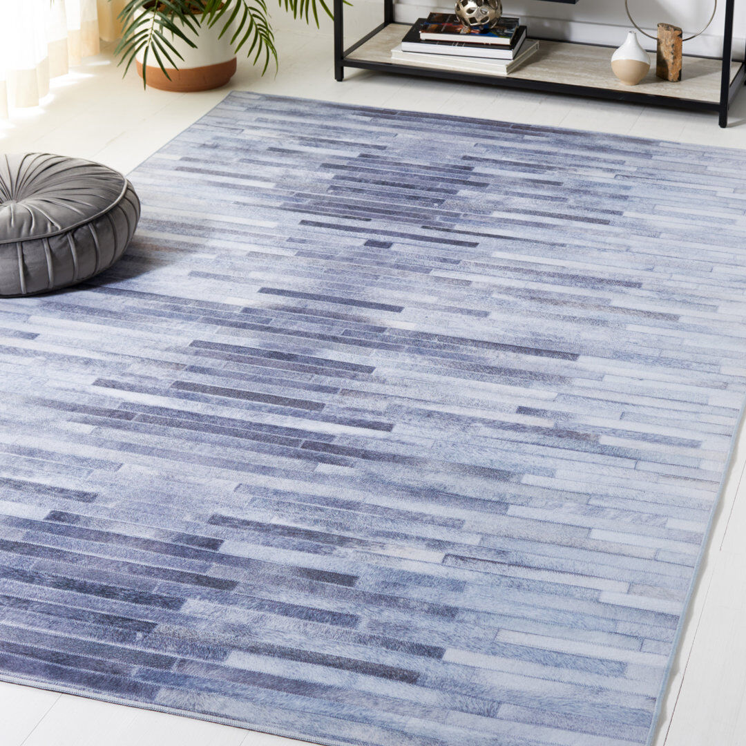 Ebern Designs Faux Hide Rimon Machine Washable Area Rug In Grey Gray Rectangle 243.84 x 304.8cm