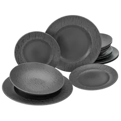 Tafelservice Rondo Schiefer in Schwarz, 12-teilig