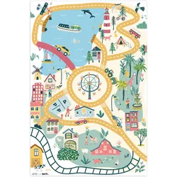 KINDERTEPPICH Riesenrad - Stadt - Tiere - Auto - Kinder Kinderzimmer 90x135 cm