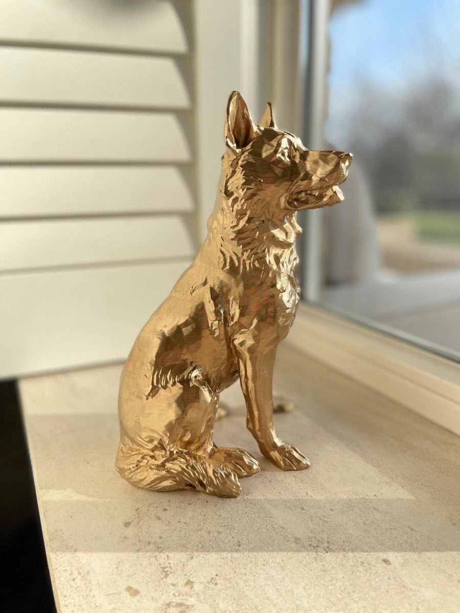 Hond Decoratie Beeld Duitse Herder 40 cm - Luxe Handgemaakt Standbeeld voor Modern Interieur