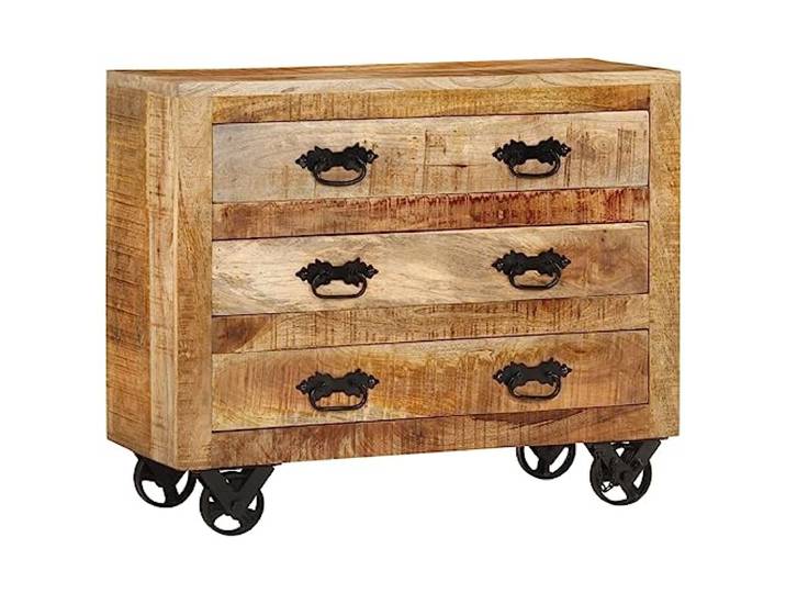 vidaXL Sideboard mit 3 Schubladen 80x30x65 cm Massives Raues Mangoholz