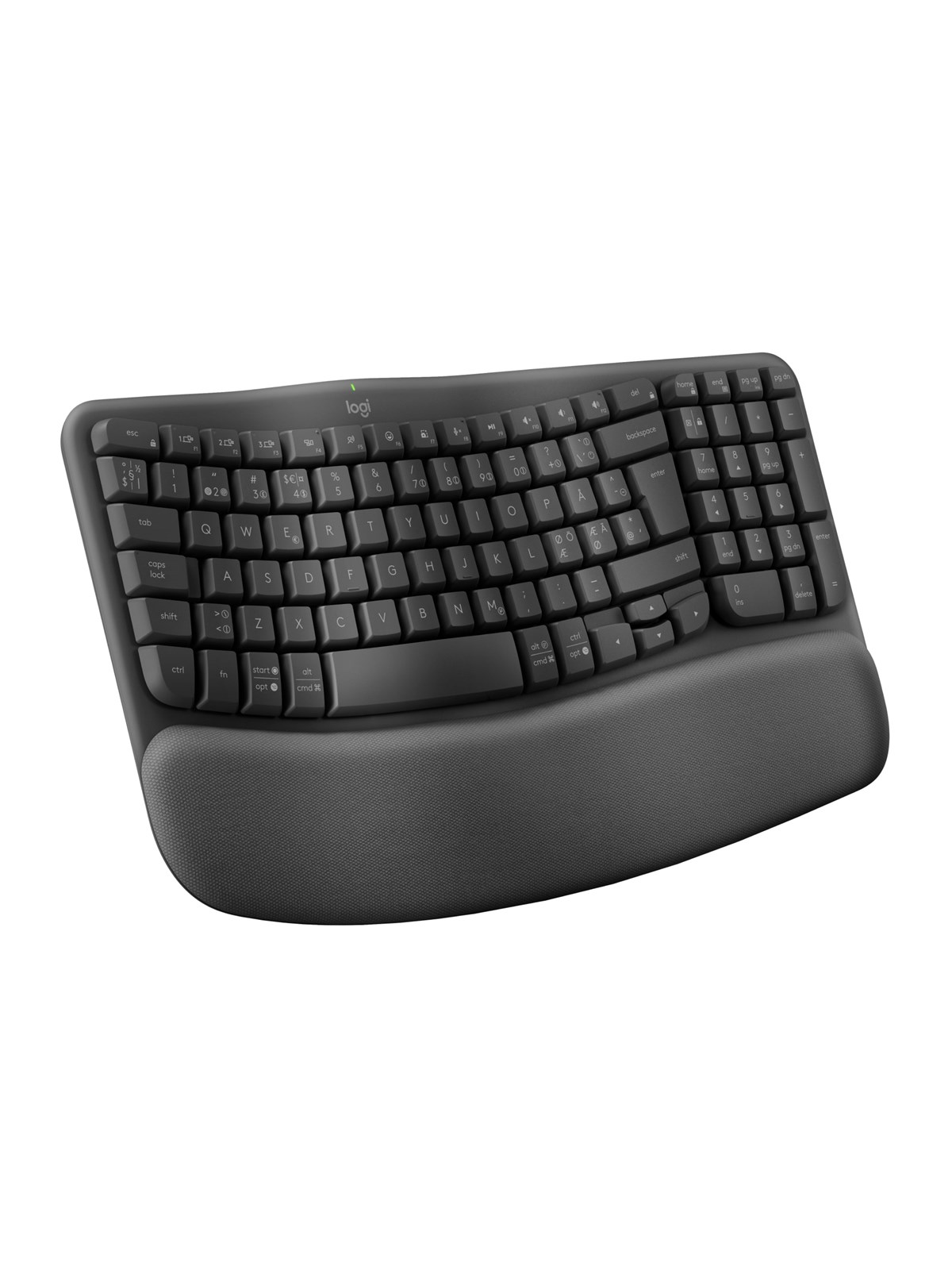 Logitech Wave Keys - Graphite - ND - Ergonomische Tastatur - Nordic ISO - Schwarz