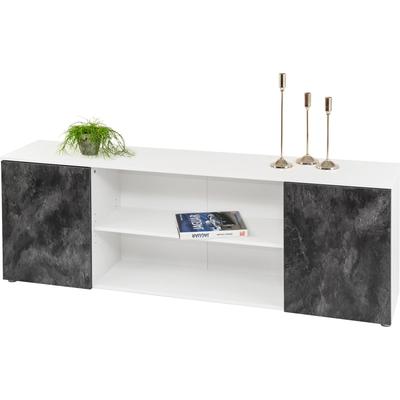 Lowboard PAROLI "Susa", schwarz-weiß (weiß, schiefer), B:165cm H:55cm T:34cm, Sideboards, Lowboard, Breite 165 cm