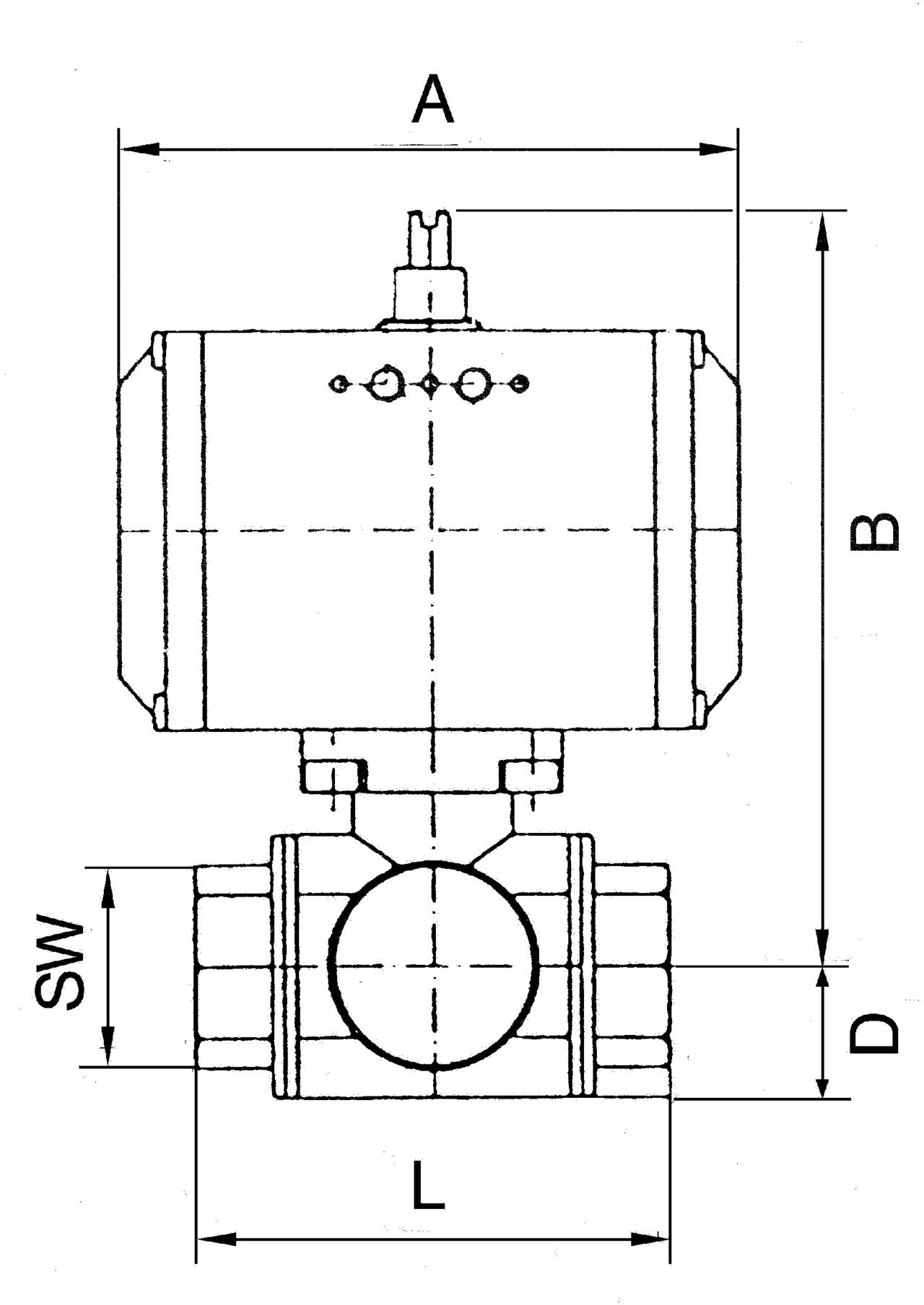 Riegler ES-Kuha, pneumat. Stellantrieb doppeltwirk., T-Bohrung T2, Rp 1 (350.914-T2)