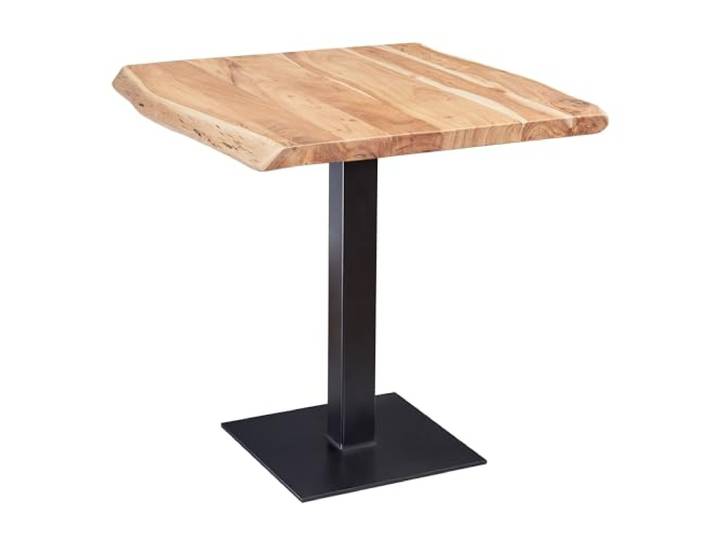 FineBuy Esstisch Quadratisch 80 cm Akazie Massivholz Baumkante Küchentisch Industrial mit Baumstamm-Optik, Esszimmertisch aus Echtholz, handgefertigtes Unikat