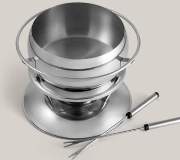 Swissmar Zuri Fondue 11 Piece Set, Stainless Steel, 2.2qt