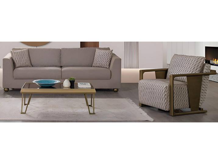 JVmoebel Polstergarnitur Minimalistisches Sofa-Set 3+1 Hellbraune Holzrahmen Modernes Interieur, (3-tlg)