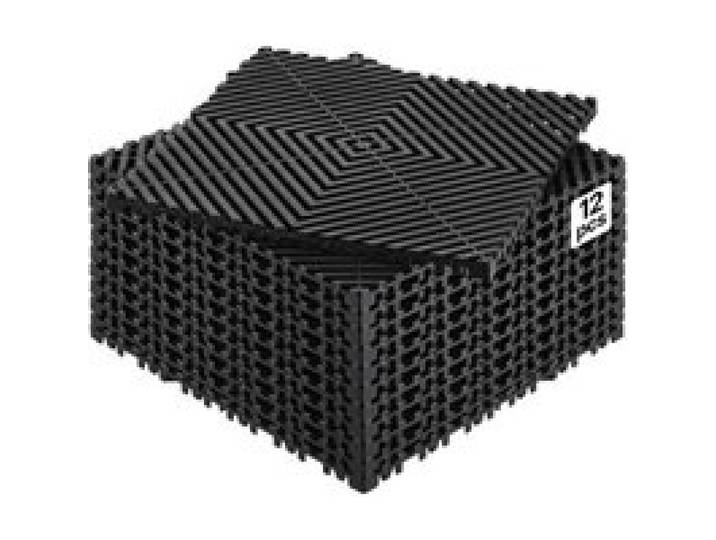 VEVOR Tapis de drainage emboîtable, 310x310 mm, dalles de sol de drainage modulaire emboîtable, 12 pcs, coussin de sol à épisser en PP antidérapant noir, tapis de douche, pour garage, jardin, cuisine