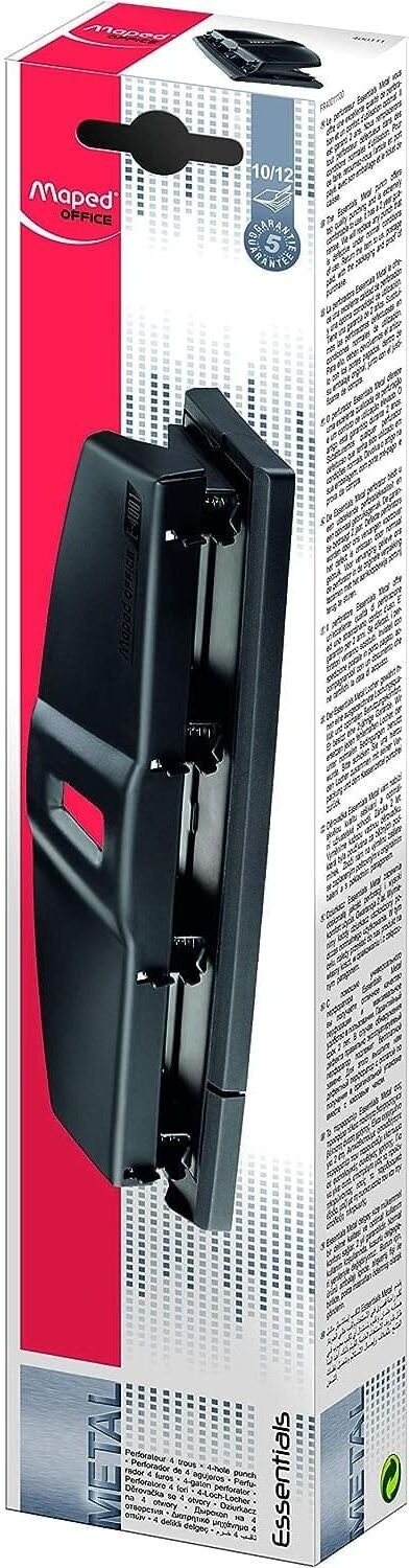 Maped Office Essentials Four Hole Metal Hole Punch, 28 cm